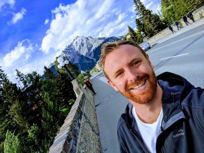 Chris on a mountain road in the Canadian Rockies.